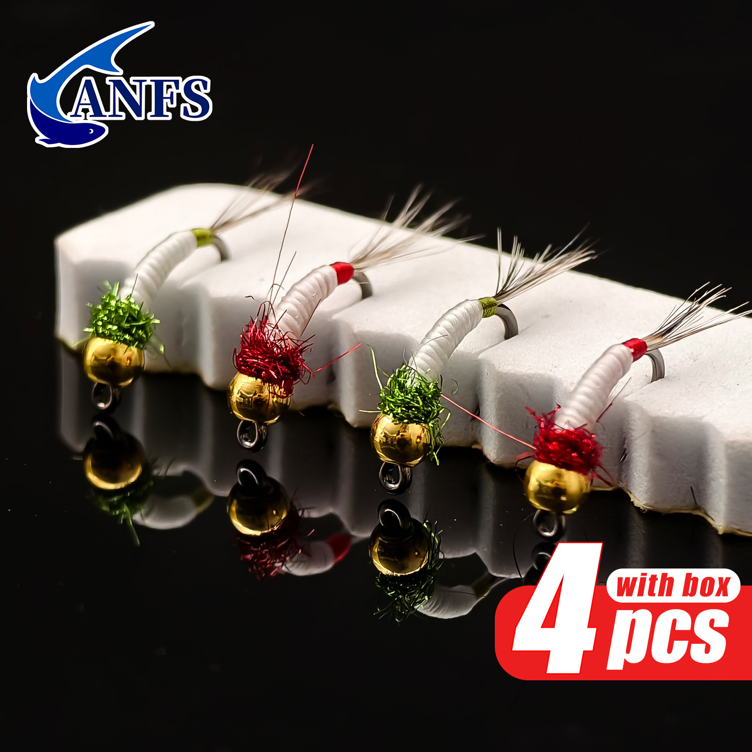 Fishing Hook Assortment - ANFS 4pcs Midge Nymph Flies Assorted
