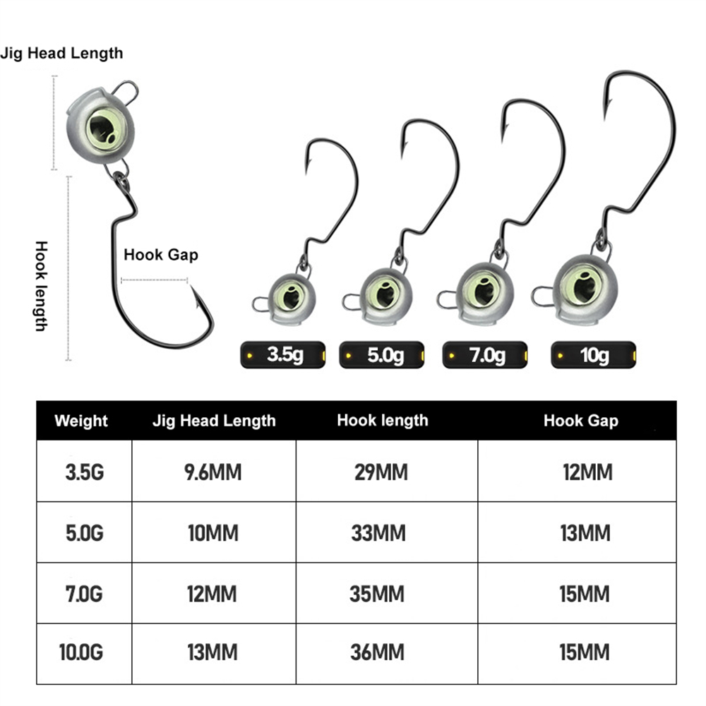 10pcs Weedless Jig Heads with  - Fishing Hook Weedless avis et prix