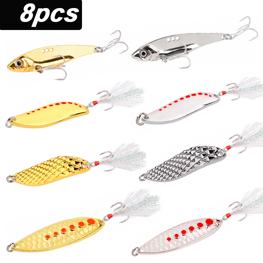 8PCS/Set Lure Metal Spinner Sp - Fishing Hook Treble avis et prix