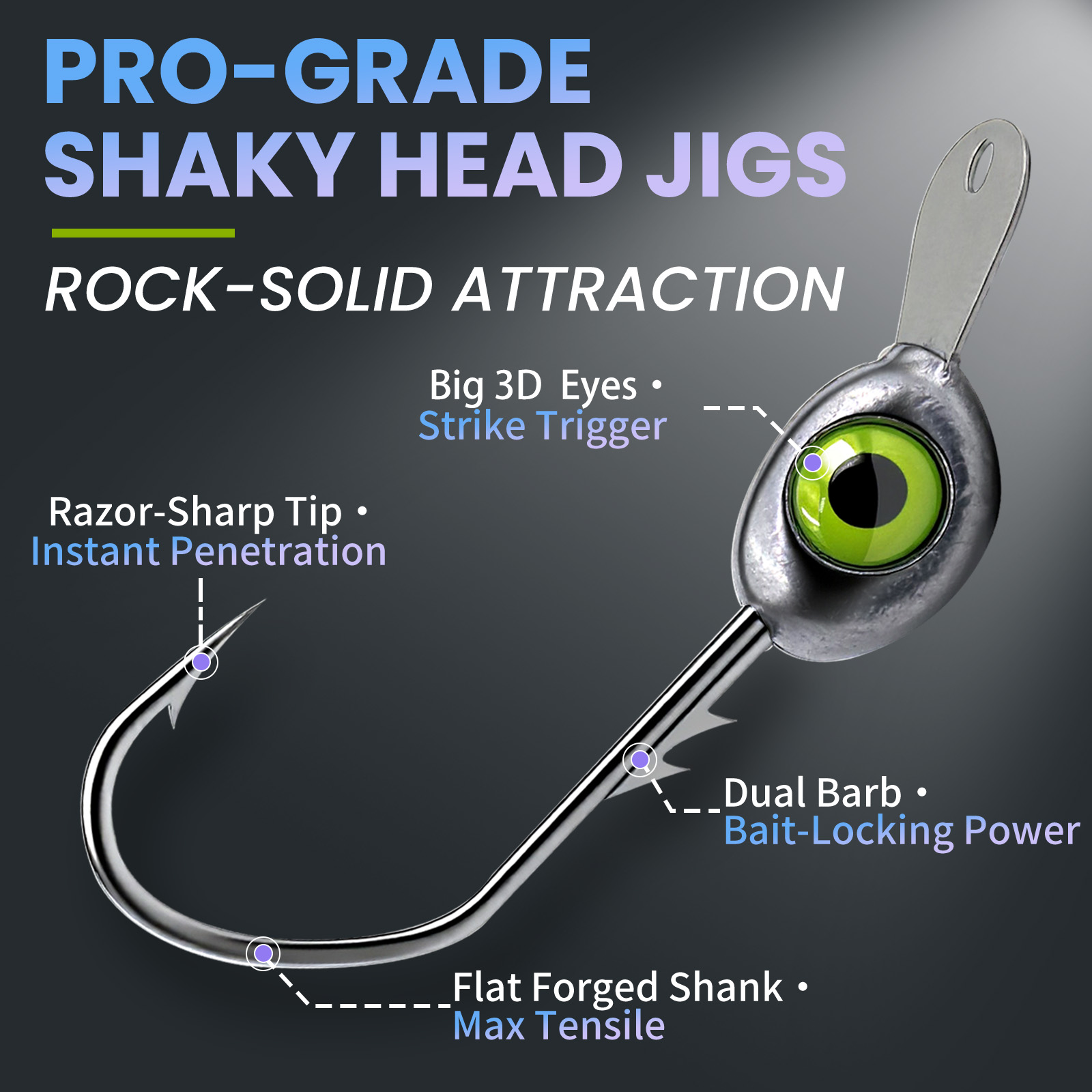 9KM Shaky Head Jigs Hook with  - Fishing Hook Weedless avis et prix