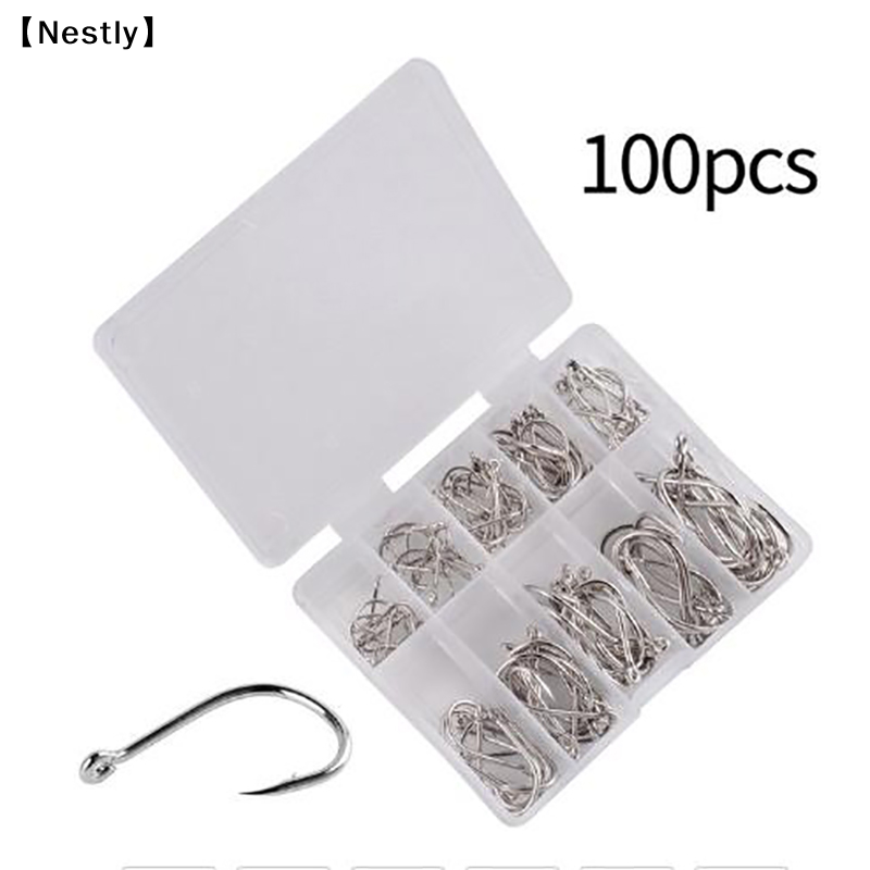 100pcs/box Fishing Hooks Carbo - Fishing Hook Circle avis et prix