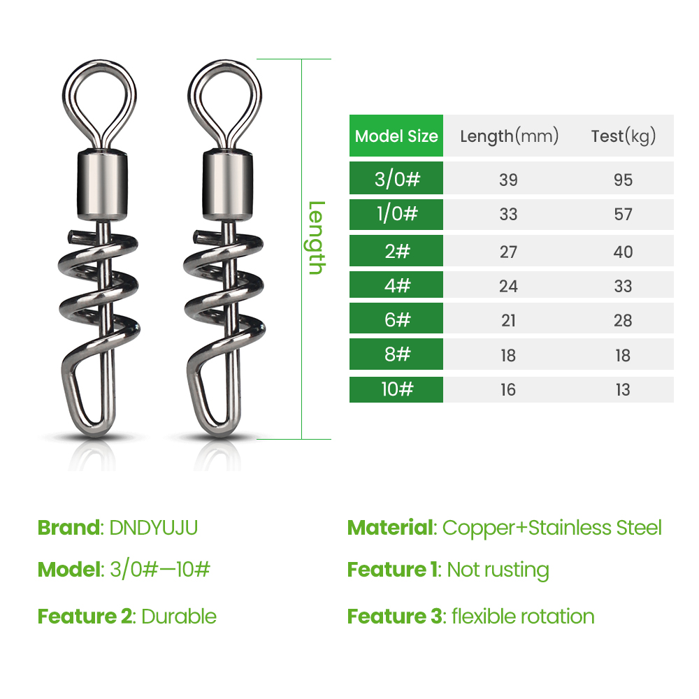 DNDYUJU 10PCS/lot Rolling swiv - Fishing Hook Stainless Steel avis et prix