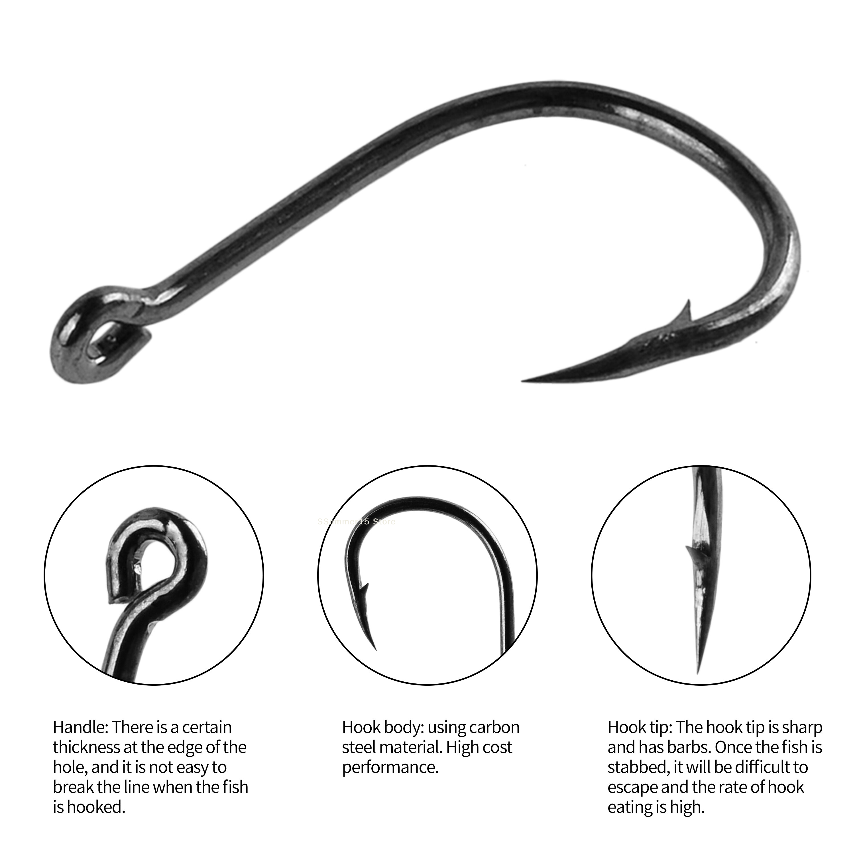 【R】100Pcs Fishing Hooks Set Ca - Fishing Hook Circle avis et prix