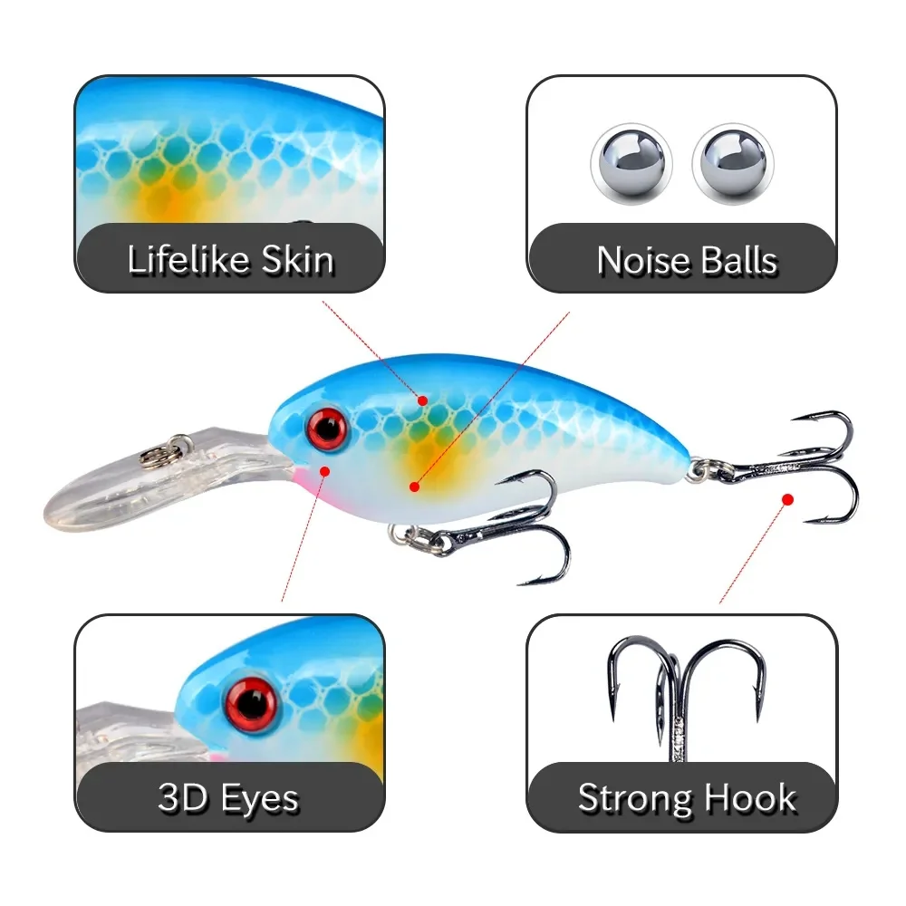 7Pcs Crankbait Fishing Lure Fl - Fishing Hook Treble avis et prix