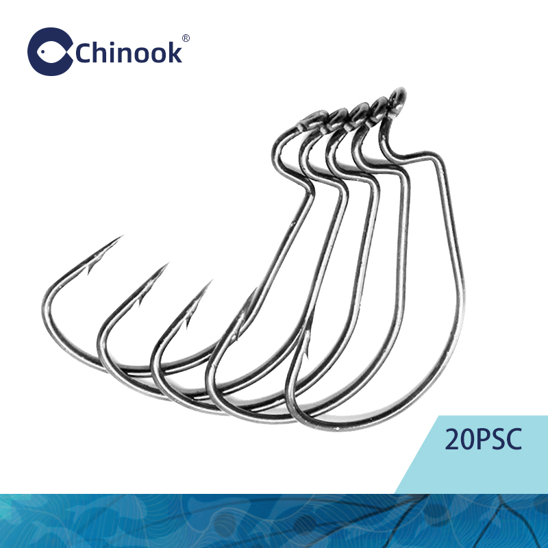 Chinook 20pcs Wide worm Texan  - Fishing Hook Barbless avis et prix
