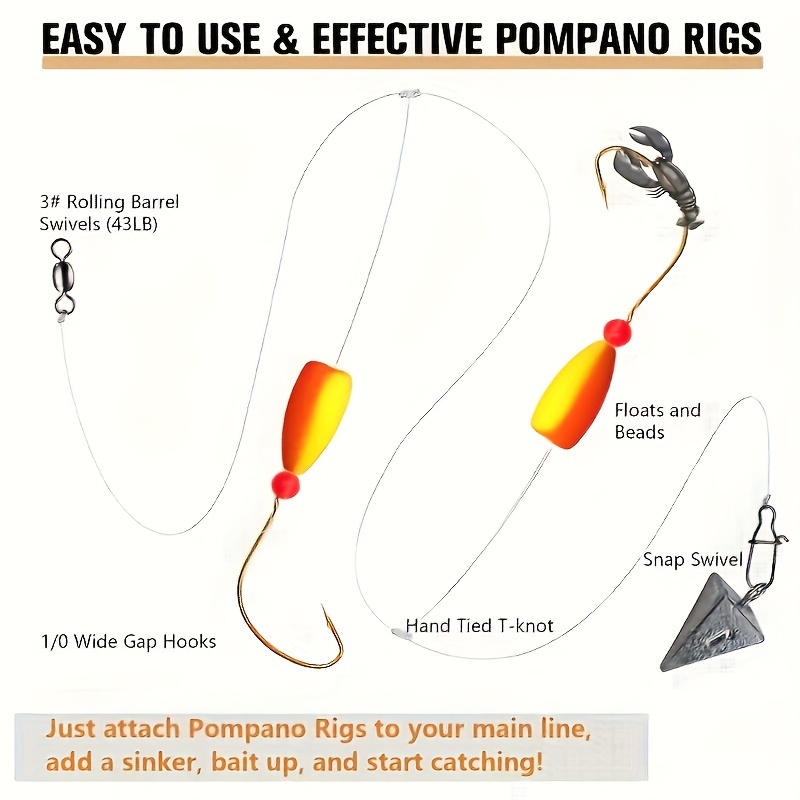 3pcs Pompano Rigs Surf Fishing - Fishing Hook Circle avis et prix