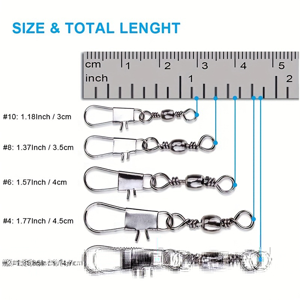 100Pcs/Lot 4#6#8#10#12# Swivel - Fishing Hook Stainless Steel avis et prix