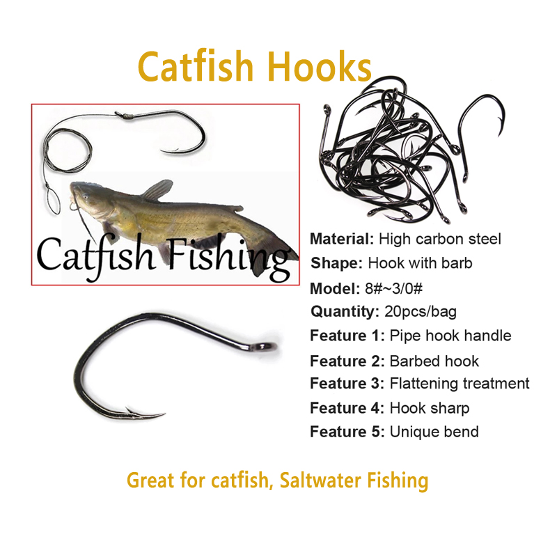 Wifreo 20pcs V Shape Catfish H - Fishing Hook Barbless avis et prix