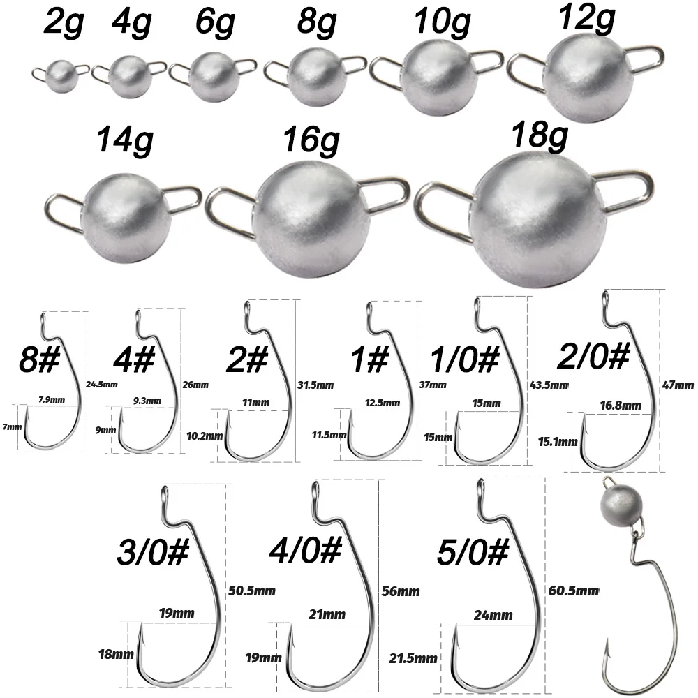 5Pcs Metal Jig Head Worm Hooks - Fishing Hook Weedless avis et prix