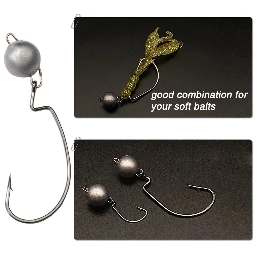 5Pcs Metal Jig Head Worm Hooks - Fishing Hook Weedless avis et prix