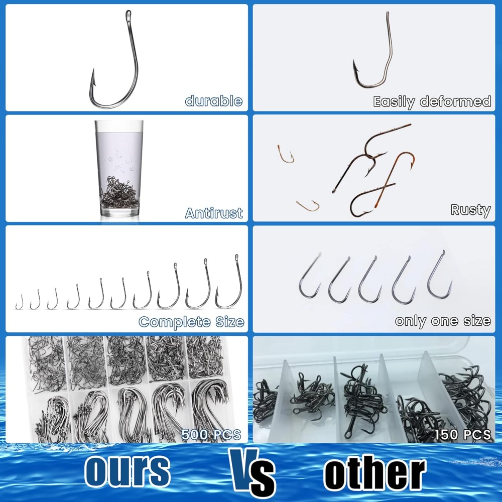 500Pcs/90Pcs Carbon Steel Fish - Fishing Hook Size avis et prix