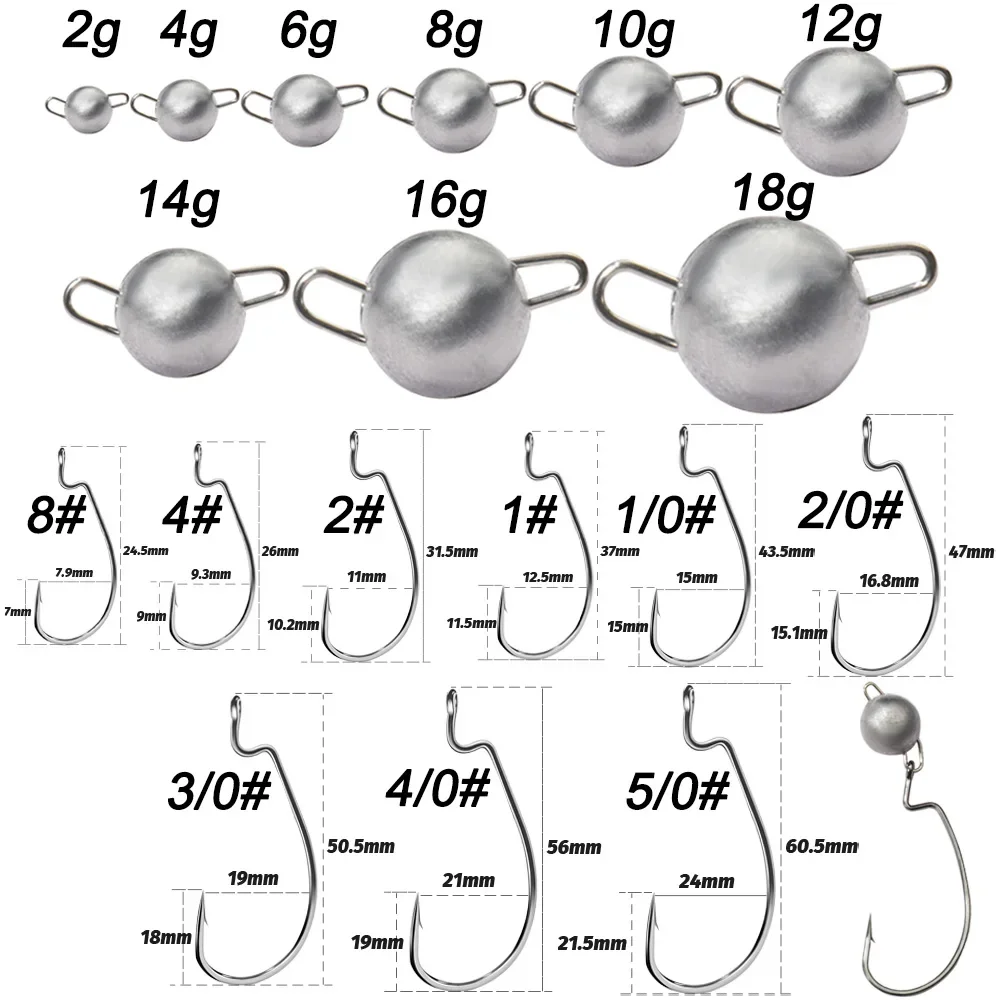 5pcs Metal Jig Head Worm Hooks - Fishing Hook Weedless avis et prix