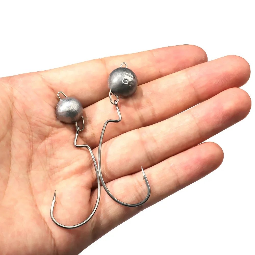 5pcs Metal Jig Head Worm Hooks - Fishing Hook Weedless avis et prix